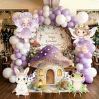 5PCS Purple Fairy First Birthday Decorations, Magical Woodland Cardboard Cutouts Corrugated Plastic Yard Signs Enchanted Garden Themed Party Supplies Princess Baby Shower Photo Props - Image 4