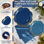 350Pcs Navy Blue Paper Plates and Napkins Party Supplies for 50 Guests - Image 4