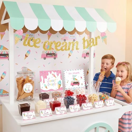 Meanplan 79 Pcs Ice Cream Bar Party Decoration Kit Table Supply, Pastel - Image 6