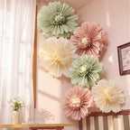 Giegxin 6 Pcs 31.5", 24" Pink Sage Green Giant Boho Paper Flowers for Wall - Image 2