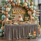 Wish Care Natural Polyester Table Clothes for 4 Foot Rectangle Tables, Wrinkle Free Fitted Table Cover with Pleated Ruffle Table Skirt for Birthday Party Wedding Trade Show Event Display - Image 2