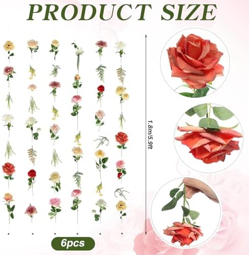 6 Pcs 35.11 ft Hanging Flower Artificial Wildflower Garlands Floral Vines - Image 3