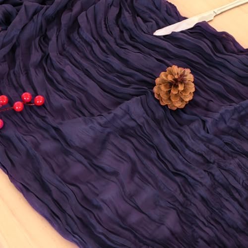 8 Pack Dark Purple Cheesecloth Table Runner 120 Inch Boho Wedding Decor - Image 6