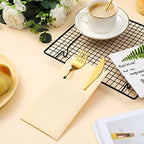 Cindeer 150 Pcs Champagne Linen Dinner Napkins with Built in Flatware - Image 3