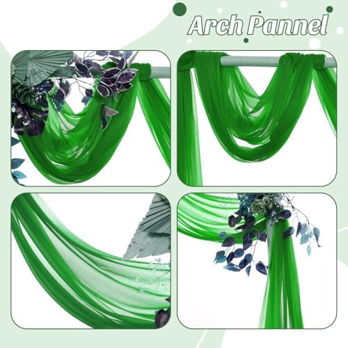 Pack of 2 Wedding Arch Drape Panel Fabric 30" x 75ft - Green - Image 5