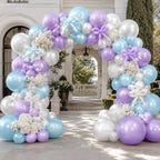 Purple Blue Balloons Double Stuffed Pearl Pastel Purple White Balloon Arch Kit With Long Balloons for Gender Reveal Baby Shower Birthday Wedding Bridal Party Decorations by Corvani