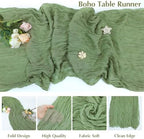 10 Pack New Sage Green Cheesecloth Table Runner -21*120Inch Long Boho Wedding Table Decor, Rustic Gauze Fabric Runner for Bridal Showers, Baby Showers & Parties (Sheer, Lightweight, Wrinkled Design) - Image 3