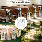 24 Sets Wedding Pew Decorations with White Long Tulle Tails Chair Sashes 8.2 ft, 24 Artificial Eucalyptus Vine 6.9 ft, 2 Rolls White Ribbon 72.2 ft for Wedding Aisle, Ceremony Party Supplies - Image 5