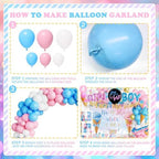 172 PCs Whats The Scoop Gender Reveal Decorations, Hombae Boy or Girl Gender Reveal Decorations Backdrop Balloon Garland Banner Tablecloth Cake Cupcake Topper Box Cutout Poster Sash Ice Cream - Image 3