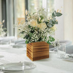 Suzile 12 Set Wooden Box Centerpiece, 4 Inch Square Planter Vase - Image 5