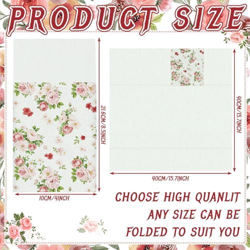 Potchen 100 Pcs Linen Feel Napkins Disposable, Vintage Rose Floral - Image 3