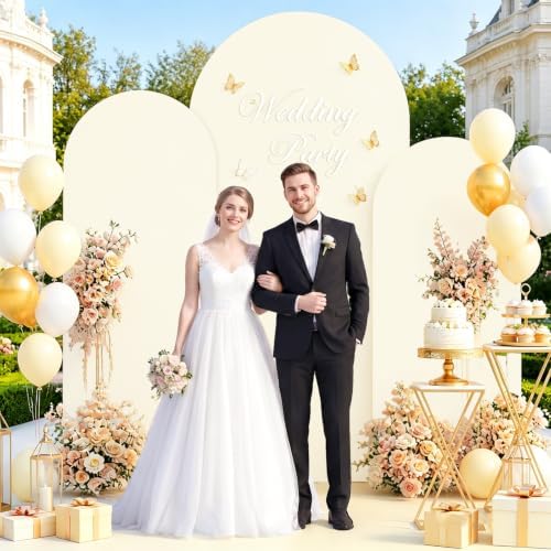 Set of 3 Wedding Arch Cover 6ft 6.6ft 7.2ft Ivory Arch Cover Chiara Arch Backdrop Cover Spandex Arch Stand Cover Balloon Arch Covers Stretchy Backdrop for Wedding Ceremony Birthday Party Events - Image 4