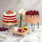 3 Pcs Buffet Risers, Wood Square Food Riser Dessert Table Display Stand Set for Party Wood Cupcake Stands Nesting Table for Home Decor (Square, natural) - Image 3
