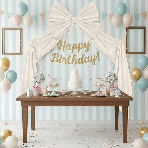 Suncalla 40 x 80 Inch Extra Large White Velvet Bow for Backdrop, Xmas Tree - Image 6