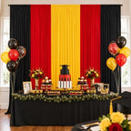Red Black Yellow Backdrop Curtains 10x7FT, Wrinkle-Free Fabric Photo Backdrop Curtains for Mexican Fiesta Party, Latin Theme, Carnival Decor, Hip Hop Birthday, Soccer Watch, Cultural Event by Gewonelife