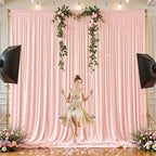 20x10ft Pale Pink Backdrop Curtains for Wedding Parties Wrinkle Free Photo Backdrop Drapes for Photography Birthday Baby Shower Soft Fabric Party Backgournd for Photoshoot 5x10ft, 4 Panels - Image 5