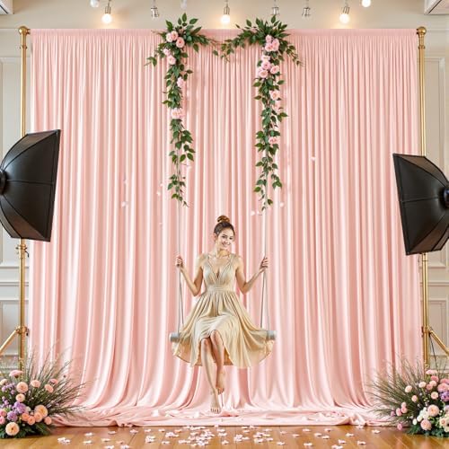20x10ft Pale Pink Backdrop Curtains for Wedding Parties Wrinkle Free Photo Backdrop Drapes for Photography Birthday Baby Shower Soft Fabric Party Backgournd for Photoshoot 5x10ft, 4 Panels - Image 5