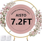 Round Backdrop Stand 7.2FT Arch Balloon Golden Metal Circle Garland Frame with Base for Wedding Arches Birthday Party Baby Shower Graduation Decoratio by Aisto