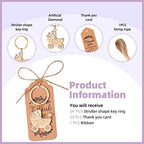 24 PCS Baby Carriage Keychain Party Favors Baby Carriage Key Ring for Party Decorations Baby Shower Key Chain Thank You Gifts for Guest Wedding Party Favor Souvenirs with Tags and Silk Bags, Twine - Image 3