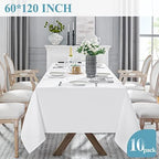 VidaFete Classic Series 10 Pack 60x120inch White Rectangle Tablecloth - Image 5