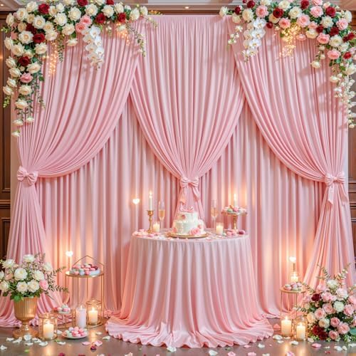 40x10FT Backdrop Curtains with Rod Pockets - Wrinkle Free Photo Stage Backdrop 8 Panels Curtains Drapes for Photography Wedding Party Baby Shower Decorations (Pink) - Image 4