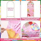 Chunful 3 Pcs Splish Splash Birthday Party Decorations Summer Pool Backdrop Arch Cover Cute Happy Birthday Party Decorations for Swimming Pool Photo Background Decor 6 ft/5 ft/4 ft(Pink-Green) - Image 3