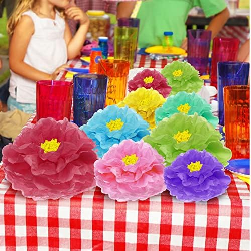 Outus 23 Pcs Colorful Fiesta Paper Flowers Tissue Paper Flowers 6-10'' Assorted Mexican for Cielito Lindo Party Hawaiian Carnival Rainbow Theme Birthday Decorations Baby Shower Wedding (Pack of 2) - Image 7