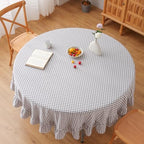 Grey White Gingham Tablecloth Round Dia.90 - Image 2