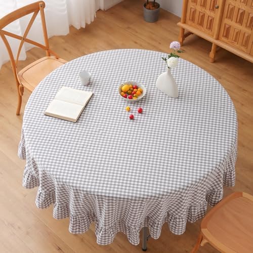 Grey White Gingham Tablecloth Round Dia.90 - Image 2
