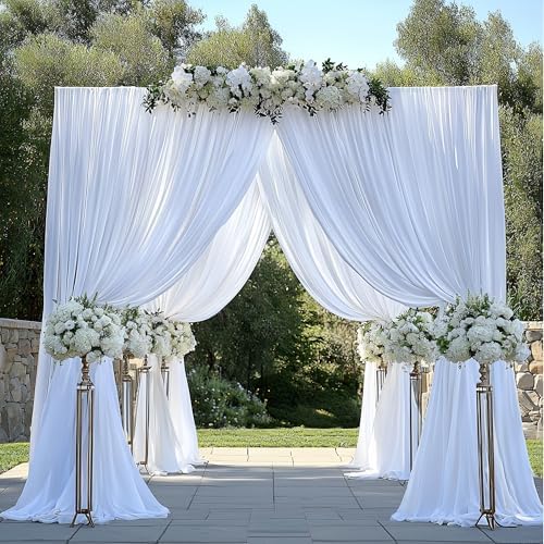 30FTx14FT White Backdrop Curtains for Wedding Party, Birthday and Labor Day by Outpain