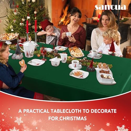 sancua 6 Pack Hunter Green Tablecloths 60x102 Inch Christmas Table Cloth - Image 3