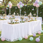 8ft White Table Cloth Rectangle Tulle Tablecloth White Tablecloths for 8 foot Rectangle Tables Stretch Spandex Table Cover with Skirt for Parties Wedding Birthday Events Buffet Banquet Table Skirt - Image 6