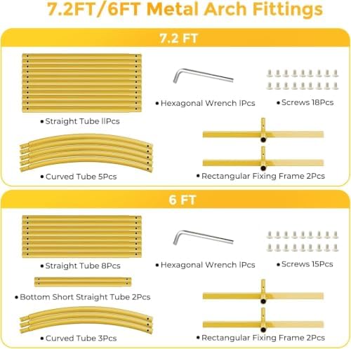 Metal Arch Backdrop Stand, 7.2FT+6FT Wedding Arch Frame with Storage Bag, Balloon Arch Backdrop Stand Set of 2, Gold Wedding Arch Backdrop Stand for Wedding Birthday Party Graduation Ceremony Decor - Image 6