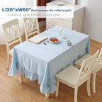 Light Blue White Gingham Ruffle Tablecloth Rectangular 120“x60” - Image 3