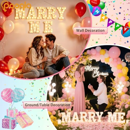 Pooqla Marry Me Light up Letters, Will You Marry Me Sign for Proposal - Image 3