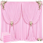 20ft x 12ft Light Pink Backdrop Curtains Wrinkle Free Backdrop Curtain for Wedding Parties Pink Fabric Backdrops Drapes Back Drop Cloth Bridal Shower Stage Curtains Wedding Decorations for Reception by Tao-GePartyDecorations