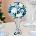 10Pcs Artificial Rose Balls for Centerpieces (Blue & White) - Image 7