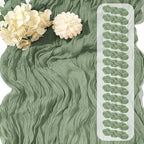 15 Pack Sage Green Cheesecloth Table Runner 17 x 108 inch Cheese Cloth Table Runners 9ft Green Table Runner Rustic Romantic Sheer Gauze Runner for Wedding Party Baby Shower Table Decoration by Yorcari