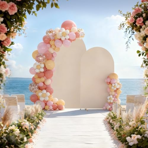 SuuWoee Wedding Arch Backdrop Stand Set of 2 With Beige Cover (7.2FT+6FT) - Image 3