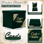 Colarr Velvet Wedding Card Box with Wooden Cards Sign Set, Emerald Green - Image 2