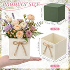 12 Pack Galvanized Square Vases with Floral Foam 3.5 Inch, Beige - Image 2
