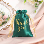 Roowest 4 x 6 Inch 100 Pcs Thank You Satin Gift Bags, Dark Green - Image 3