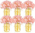 6 Sets Hydrangea Mason Jar Centerpiece with LED Lights for Wedding by Tianxunewtig