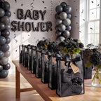 54 Pcs Baby Shower Prizes for Winners Prizes Gifts 6 Sets with Headbands Eye Masks Mirrors Hair Ties Hair Clips Socks Storage Bags Thank Card Gift Bag for Baby Shower Party Wedding(Black) - Image 6