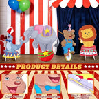Carnival Theme Party Decorations, 4 Pack Large 30" x 27" Circus Animals Cardboard Cutouts Stand Up, Circus Theme Photo Booth Props for Carnival Birthday Party Baby Shower Family Game Decoration - Image 4