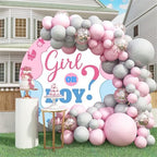 Polyester Diameter 7ft Gender Reveal Round Backdrop Girl or Boy Pink Blue Cartoon Baby Supplies Photography Background Pregnancy Surprise Party Decoration Newborn Baby Shower Photo Booth Props - Image 4