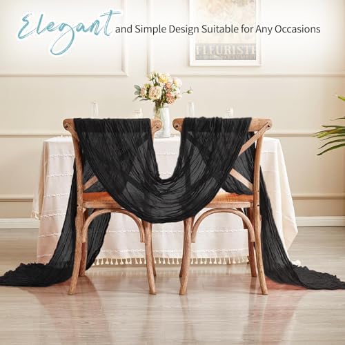 14 Pack Black Cheesecloth Table Runner 17x108 Inch Semi Sheer Boho Gauze Cheese Cloth Fabric Table Runners, for Wedding Party Baby Shower Birthday Home Decor Garden Farmhouse - Image 6