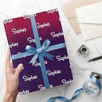 MyPupSocks Customized Name Gift Wrapping Paper, Personalized Gradient Red And Black Gift Wrap Paper with Logo Custom Funny Wrapping Paper Roll for Men Women Christmas 58x23 Inches 3 Rolls - Image 5