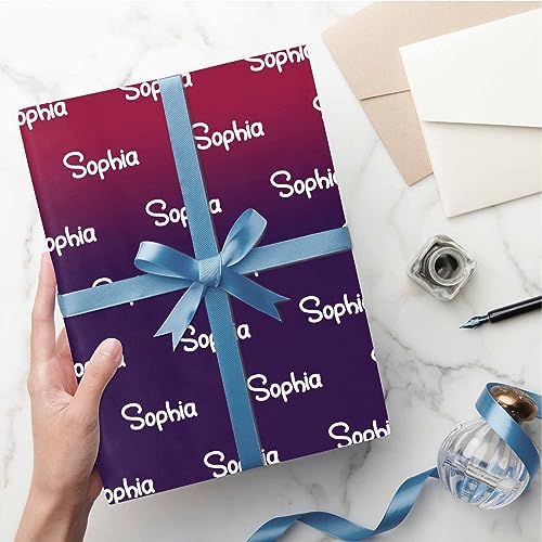 MyPupSocks Customized Name Gift Wrapping Paper, Personalized Gradient Red And Black Gift Wrap Paper with Logo Custom Funny Wrapping Paper Roll for Men Women Christmas 58x23 Inches 3 Rolls - Image 5