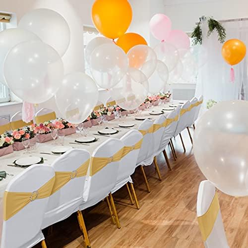 Babenest 100PCS Spandex Chair Sashes Bows for Wedding Party, Gold - Image 6